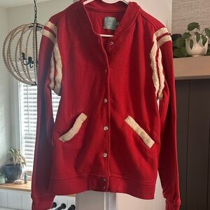 Judith March Red Jacket with Cream Accents